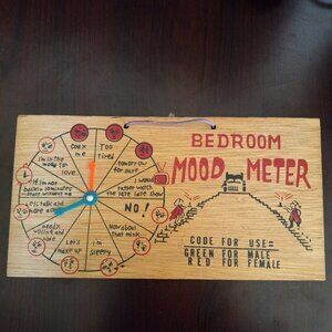 COPY - Vintage Mid Century Bedroom Mood Meter Wood. Wedding Gag Gift Spinner